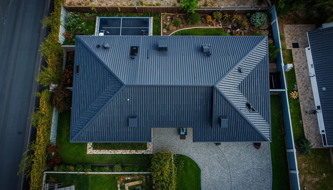 Aerial view of a residential roof in Christchurch