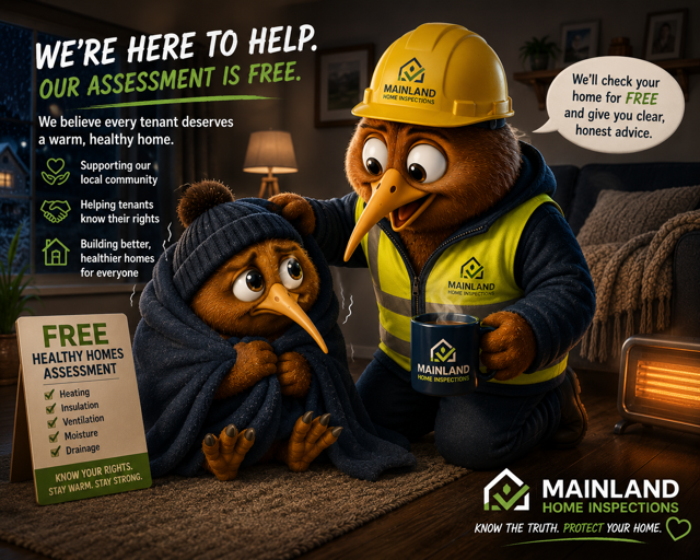 Mainland Home Inspections helping a tenant with a free Healthy Homes second opinion in Christchurch.